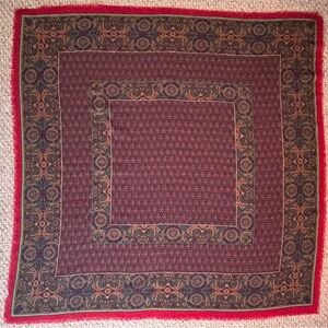 Vintage Never Worn Oversized Italian Wool Scarf By Opportunities, Red/Multicolor